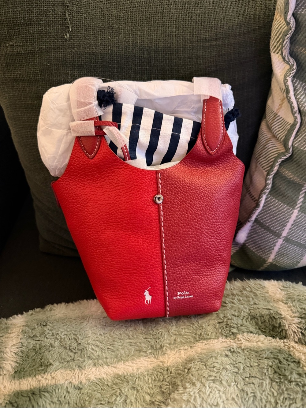 Ralph Lauren Red Leather Mini Tote & Crossbody